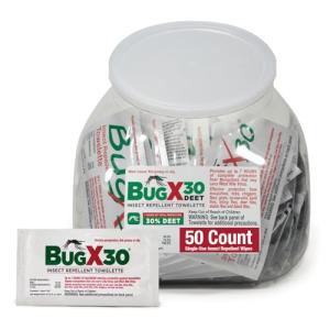 CoreTex Bug X 30 Mosquito, Tick, & Insect Repellent Wipes with 30% DEET - Fishbowl Pack of 50 Single-Use Bug Repellent Wipes for Up to 7 Hours of Reliable Protection Against 12 Types of Biting Insects