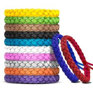 BuggyBands 12 Pack Mosquito Repellent Bracelets, DEET-Free, Individually Wrapped PU Leather Insect & Bug Repellent Wrist Bands