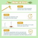 60 Pcs Natural Mosquito Repellent Outdoor Patio, Citronella Oil Mosquito Incense Sticks Plant-Based Bug Repellent for Patio Camping Fishing Backyard Travel Mosquito Control