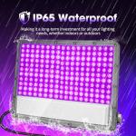 Gmalos 300W LED Black Light: 110V Plug-in UV Flood Light for Neon Glow Party, Halloween, Christmas Decor and Art Displays, IP65 Waterproof Blacklight for Outdoor or Indoor Use, 2 Pack