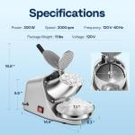 VIVOHOME Electric Ice Shaver Snow Cone Maker Machine Silver 143lbs/hr with Ice Pick for Home and Commercial Use