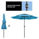 Yaheetech 3-Tier Patio Parasol 10ft Vented Outdoor Canopy Sun Shade Large Market Table Umbrella Double-layer Cloth & Push-button Tilting for Yard/Garden/Park Sky Blue