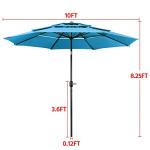 Yaheetech 3-Tier Patio Parasol 10ft Vented Outdoor Canopy Sun Shade Large Market Table Umbrella Double-layer Cloth & Push-button Tilting for Yard/Garden/Park Sky Blue