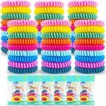 54 Pack Mosquito Repellent Bracelets, DEET-Free Insect & Bug Repellent Wrist Bands with 60 Pack Smile Mosquito Patches for Kids & Adults Outdoor Camping Fishing Traveling