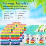 54 Pack Mosquito Repellent Bracelets, DEET-Free Insect & Bug Repellent Wrist Bands with 60 Pack Smile Mosquito Patches for Kids & Adults Outdoor Camping Fishing Traveling
