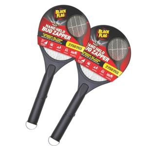 Black Flag 2-Pack Electric Bug Zapper Rackets – Mosquito & Fly Swatter, Battery Operated (Black)