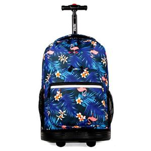 J World NY 18 in Sunrise Kids Rolling Backpack Flamingo