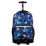 J World NY 18 in Sunrise Kids Rolling Backpack Flamingo