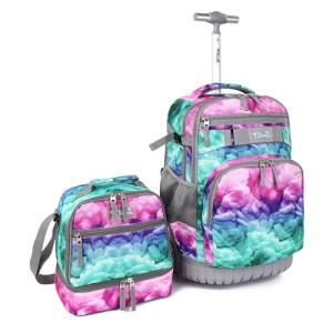 DIGOBAY Girls Rolling Backpack with Lunch Bag Blue