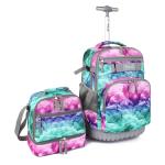 DIGOBAY Girls Rolling Backpack with Lunch Bag Blue