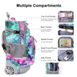 DIGOBAY Girls Rolling Backpack with Lunch Bag Blue