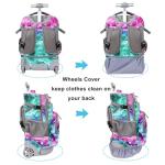 DIGOBAY Girls Rolling Backpack with Lunch Bag Blue