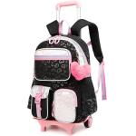 NIWEIYA Kids 6‑Wheel Rolling Backpack Black