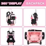 NIWEIYA Kids 6‑Wheel Rolling Backpack Black