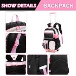 NIWEIYA Kids 6‑Wheel Rolling Backpack Black