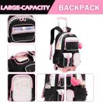 NIWEIYA Kids 6‑Wheel Rolling Backpack Black