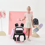 NIWEIYA Kids 6‑Wheel Rolling Backpack Black