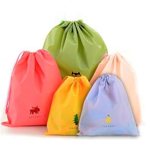 BINGONE Waterproof PE Drawstring Bags 5‑Pack
