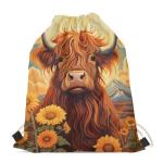 Upetstory Highland Cow Drawstring Gym Bag