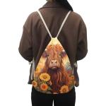 Upetstory Highland Cow Drawstring Gym Bag