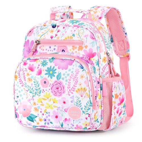 mibasies Flower Pink toddler backpack with insulated pocket