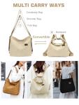 RUNSOON Corduroy Convertible Tote Purse Backpack Beige