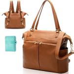 MOMINSIDE 4‑in‑1 Leather Diaper Bag Backpack Brown