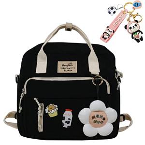 JELLYEA Flower & Bear Keychain Backpack Black