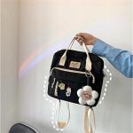 JELLYEA Flower & Bear Keychain Backpack Black
