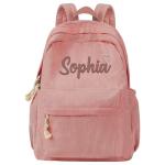 Personalized Corduroy Backpack Pink Embroidered