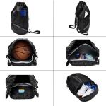 LOKAPEGY Black Drawstring Gym Bag for Men, Waterproof Drawstring Backpack for Women, Swim Bag with Shoes Compartment, Pull String Sport Bag for Soccer and Basketball.