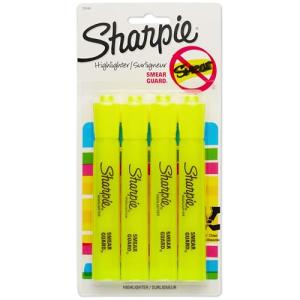 Sharpie Tank‑Style Fluorescent Yellow Highlighters 4‑Pack
