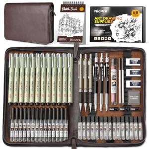 Nicpro 58‑Piece Art Drawing Supplies Kit