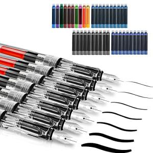 Wonwood_direct Calligraphy Set, 7 Pcs Fountain Pen with Different Replaceable Nib and 40 Replaceable Ink Cartridge in 13 Color for Beginner Writing and Drawing Calligraphy Kit