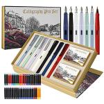 GC QUILL Calligraphy Fountain Pen Set- 7 with Different Nibs and 40 Ink Cartridges for Beginners- MU-09