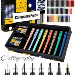 JiaoJiRen Calligraphy Set Fountain Pens with 8 Different Size Nibs and 60 Ink Cartridges(12 Colors),Calligraphy Pen Set for Beginner Writing Drawing Practice