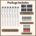 Wonwood_direct Calligraphy Set, 7 Pcs Fountain Pen with Different Replaceable Nib and 40 Replaceable Ink Cartridge in 13 Color for Beginner Writing and Drawing Calligraphy Kit