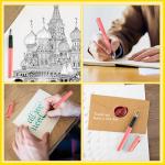 JiaoJiRen Calligraphy Set Fountain Pens with 8 Different Size Nibs and 60 Ink Cartridges(12 Colors),Calligraphy Pen Set for Beginner Writing Drawing Practice