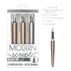 Ooly 3‑Pack Modern Script Fountain Pens
