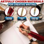 Antique Red Feather Pen and Ink Set