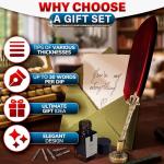 Antique Red Feather Pen and Ink Set