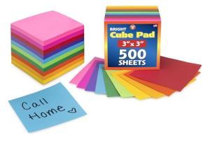 Hygloss 500‑Sheet Non‑Sticky Note Cube