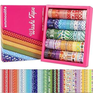 emmoolife 50‑Roll Rainbow Washi Tape Set