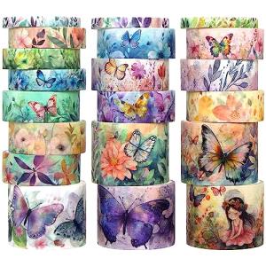 20‑Roll Floral Butterfly Washi Tape Set