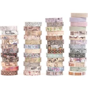 YUBBAEX 50‑Roll Retro Vintage Washi Tape