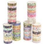 YUBBAEX 50‑Roll Floral Washi Tape Pack