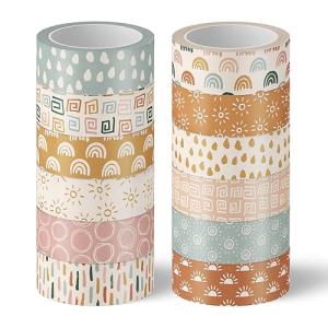 AnyDesign 12‑Roll Retro Boho Washi Tape