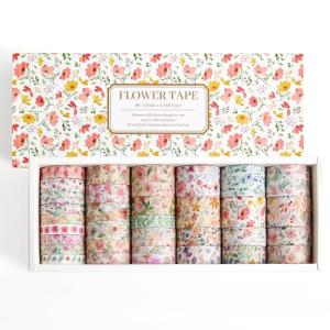 PAGEMORE 32‑Roll Colored Floral Washi Tape