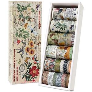 24‑Roll Vintage Botanical Washi Tape Set