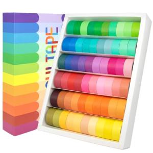 WAPETASHI 60‑Roll Rainbow Washi Tape Set